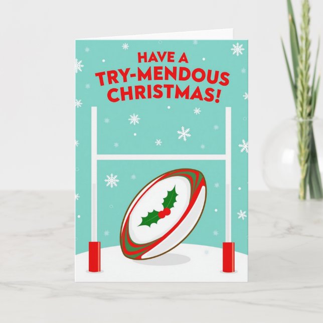Una tarjeta de Navidad de rugby tremenda (Anverso)