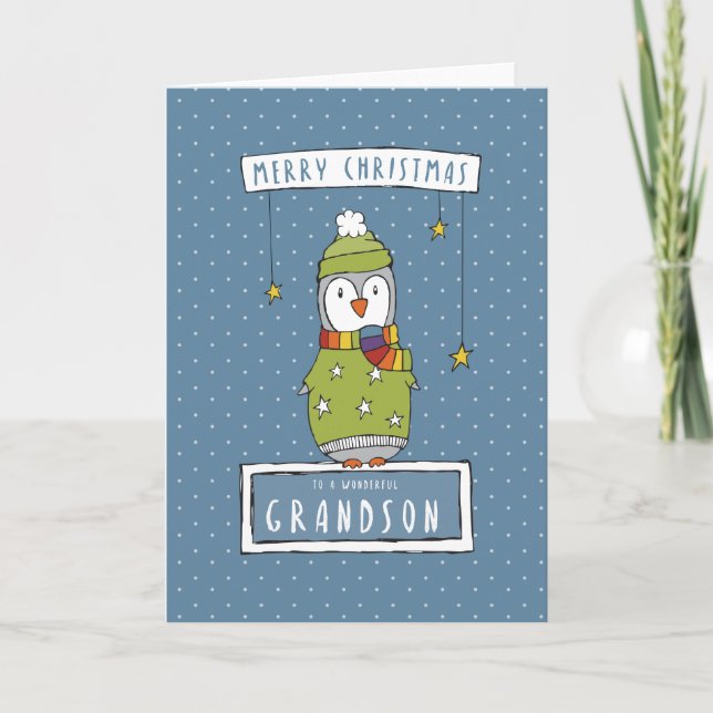 Una tarjeta de Navidad maravillosa del nieto (Anverso)
