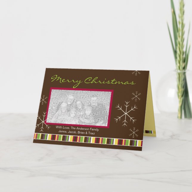 Una tarjeta de Navidad moderna de la foto del (Anverso)