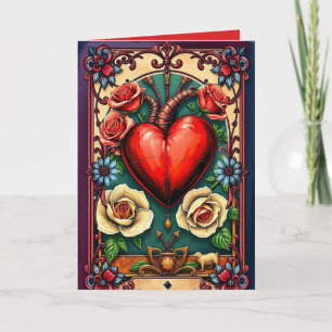 Una tarjeta de nota plegada de corazón grande