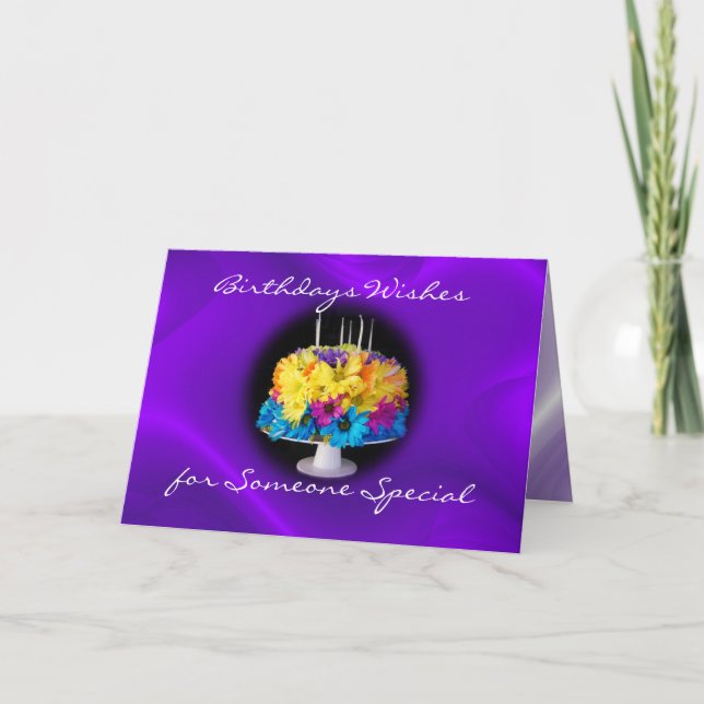Una tarjeta de pastel de cumpleaños de margarita - (Anverso)