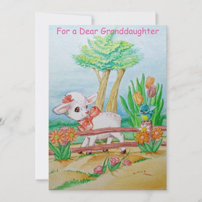 Una tarjeta de saludo de Pascua para nietas de cie (Anverso)