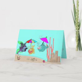 Una tarjeta de saludo "Just Because" con 2 pescado