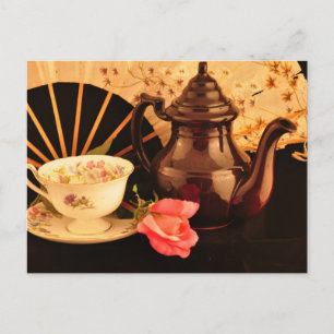 Una tarjeta de tiempo de té de moda antigua