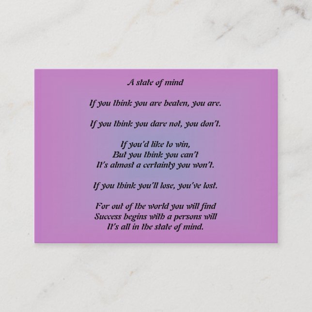 Una tarjeta de visita del estado de ánimo (Anverso)