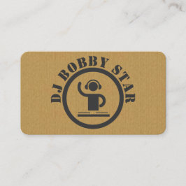 Una tarjeta de visita redonda del icono de DJ de