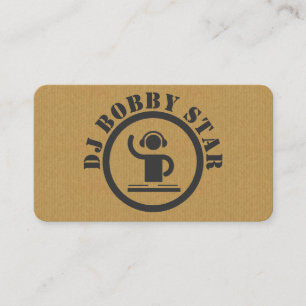 Una tarjeta de visita redonda del icono de DJ de