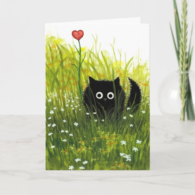 Una tarjeta del gato negro de la tarjeta del día (Anverso)