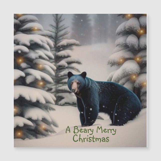 Una tarjeta magnética navideña beary merry (Anverso)