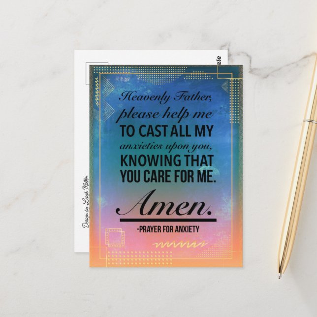 Una tarjeta postal de oración para la ansiedad (Anverso/Reverso In Situ)