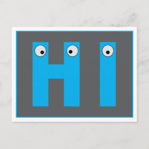 Una Tarjeta Postal de un Divertido Hola con Ojos d