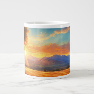 Una taza con refrescante imagen de amanecer