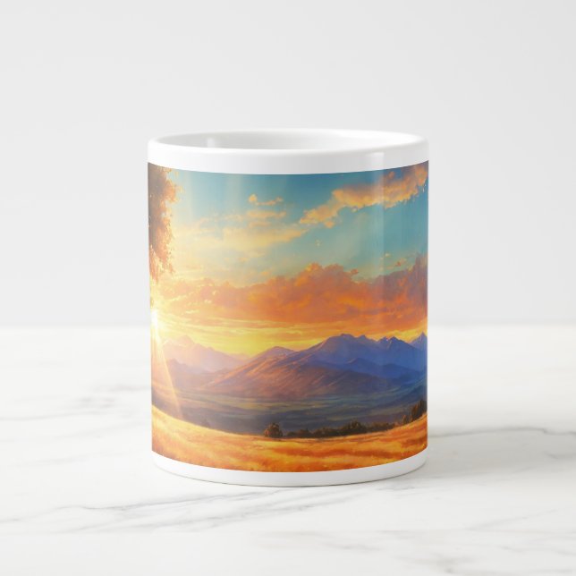 Una taza con refrescante imagen de amanecer (Frente)