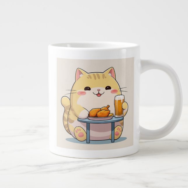 una taza con un lindo ilustracion de gato (Derecha)
