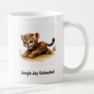 Una taza de café con un ocelote pintado en 3D lind