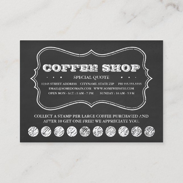 UNA TAZA DE CAFE tarjetas perforadas de pizarra (Reverso)