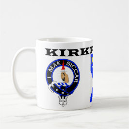 Una taza de Kirkpatrick con insignias azules