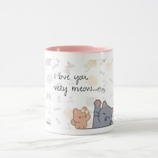 Una taza de Meow and Kitty de Te Amo para tu ser q