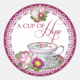Una taza de pegatinas redondos de esperanza