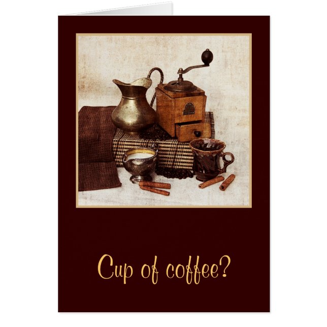 Una taza del café - todavía vida con el molino de (Frente)