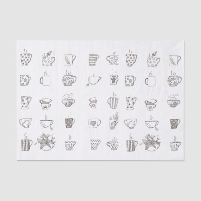 Una taza del doodle de té - papel seda (Anverso)