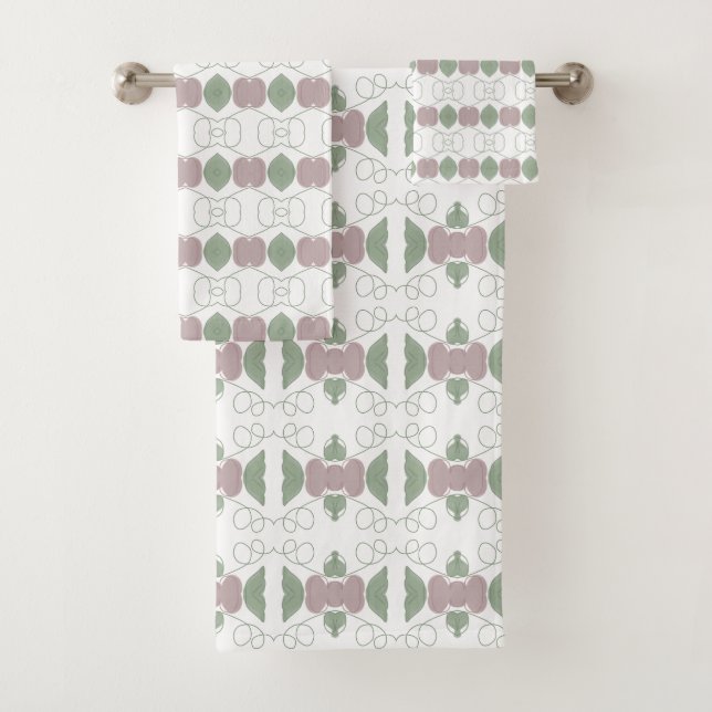 Una Toalla Con Flores Rosas Y Verdes. (In situ)