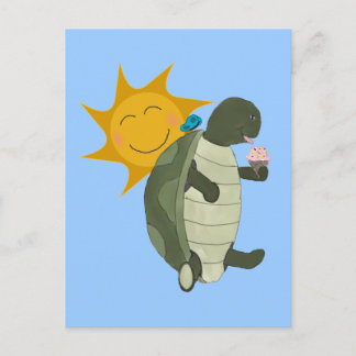 Una tortuga comiendo una postal de helado