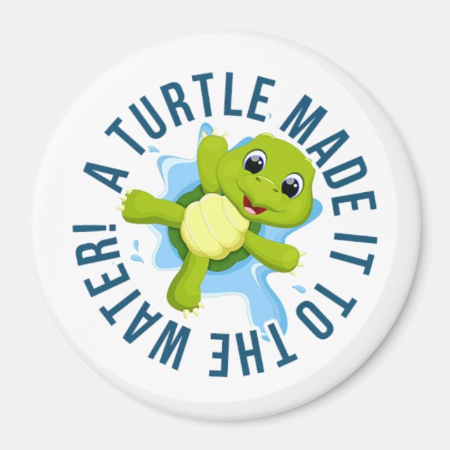 ¡Una tortuga llegó al agua! Imán (Frente)