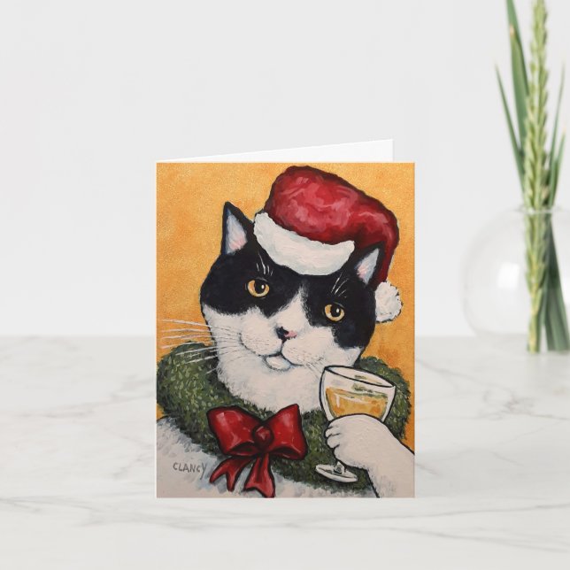 ¡Una tostada! Tarjeta de Navidad plegada (Anverso)