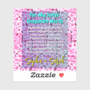 Una única Pegatina de poesía de su hermana para el