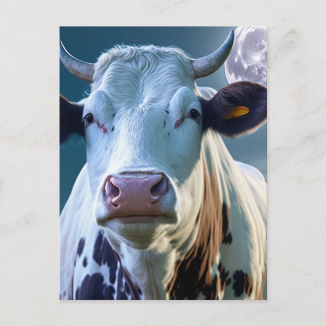 Una vaca y la postal lunar (Anverso)
