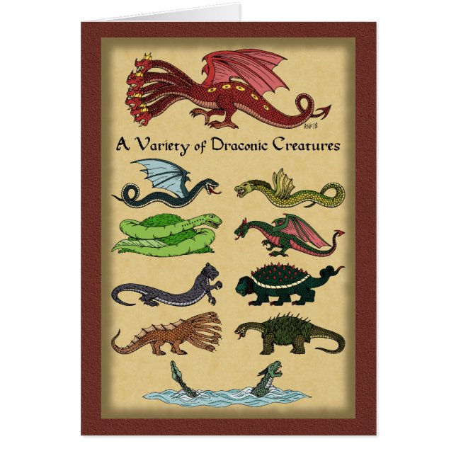 Una variedad de criaturas draconicas tarjeta de fe (Frente)