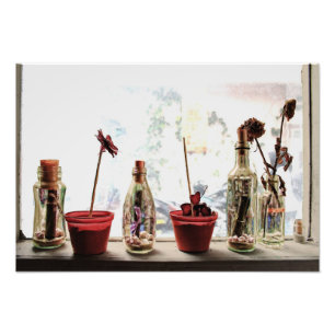 una ventana y flores - impresión de la foto