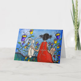 Una verdadera tarjeta de Chica y conejito