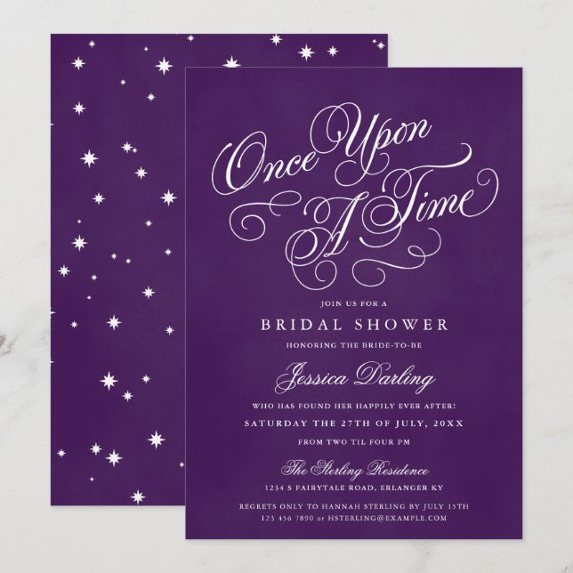 Una Vez Al Tiempo Ducha Invitaciones Royal Purple (Anverso / Reverso)