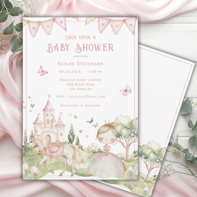 Una vez en una invitación a la princesa de Baby Sh (Subido por el creador)