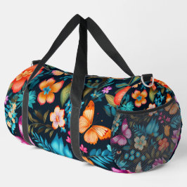Una vibrante bolsa de viaje floral con naranja atr