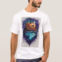 Una vibrante camiseta de calabaza de Halloween.
