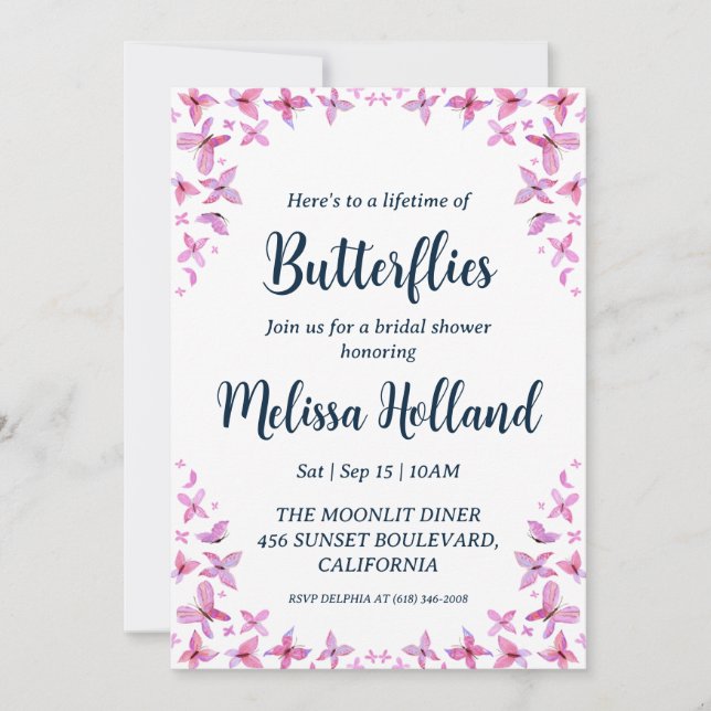 una vida de mariposas invitación a la ducha de nov (Anverso)