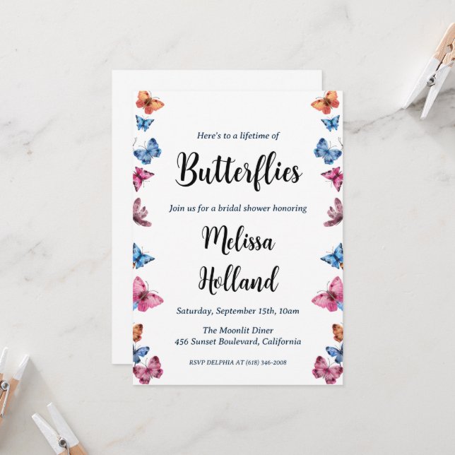 una vida de mariposas invitación a la ducha de nov (Anverso/Reverso In Situ)