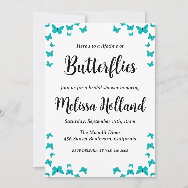 una vida de mariposas invitación a la ducha de nov (Anverso)