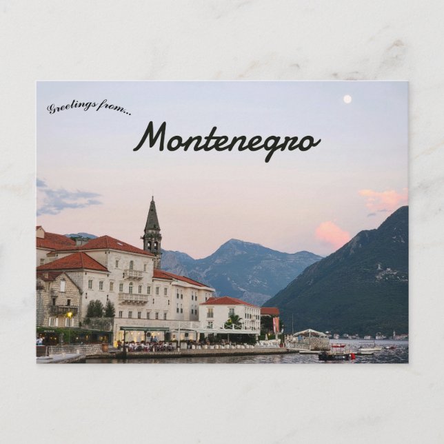 Una vista de Perast Montenegro Tarjeta postal (Anverso)