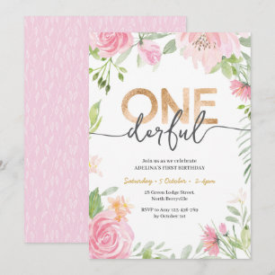 Unas maravillosas flores rosadas Invitación de pri
