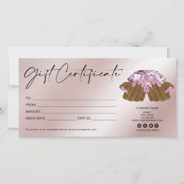 uñas modernas femeninas tarjeta de regalo diamante (Anverso)