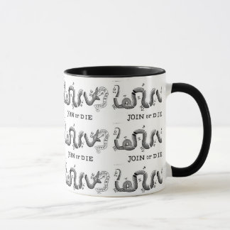 "Únase a o muera" taza colonial histórica de la