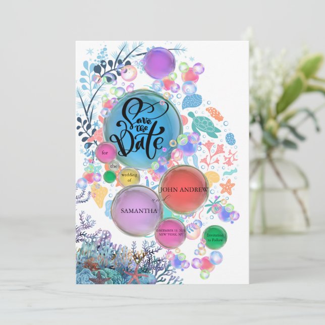 Under Sea Water Save the Date (Anverso de pie)