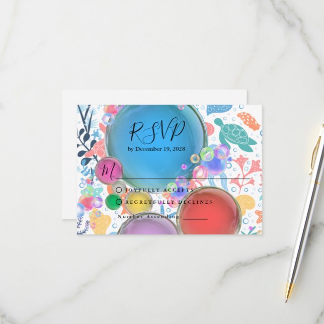 Under Sea Water Theme for Wedding RSVP (Anverso/Reverso In Situ)