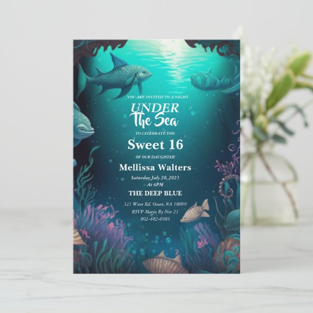 Under the Sea Sweet 16 invitaciones (Anverso de pie)