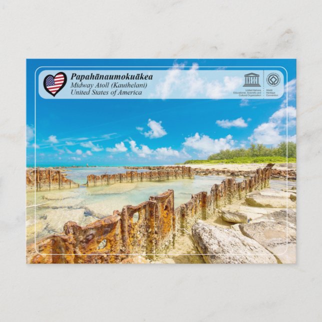 UNESCO - Papahānaumokuākea - Postal de atolón Midw (Anverso)