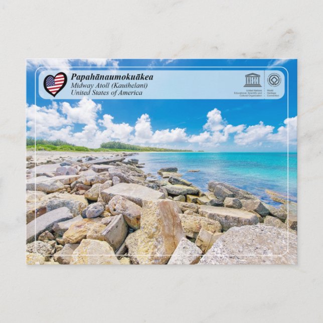 UNESCO - Papahānaumokuākea - Postal de atolón Midw (Anverso)